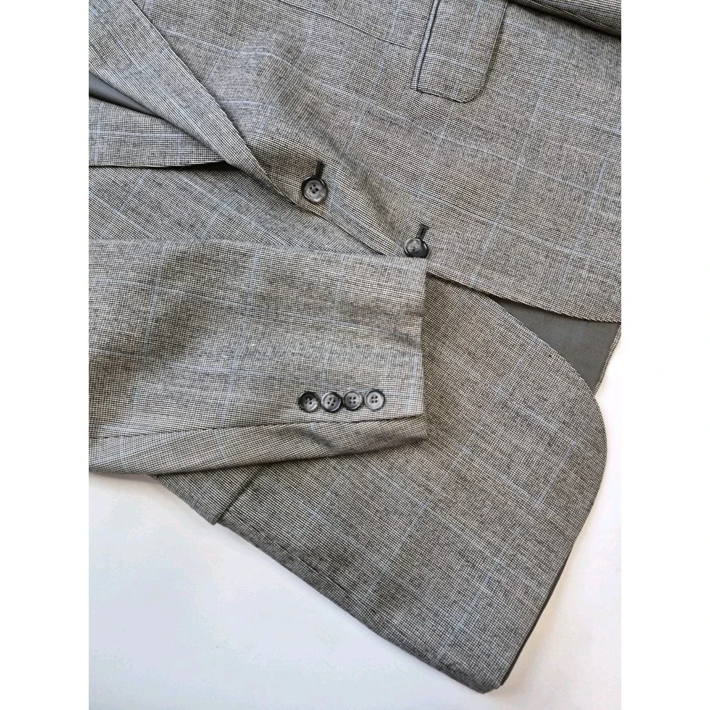 Evan Picone Mens Vintage Sports Coat 44R Gray Check Wool Blazer Made in USA